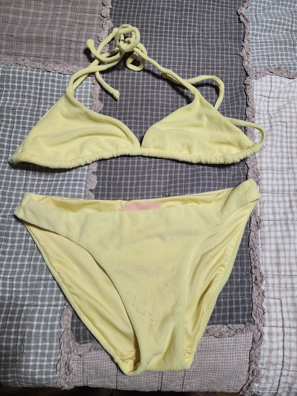 victoria's secret terry cloth material bikini set